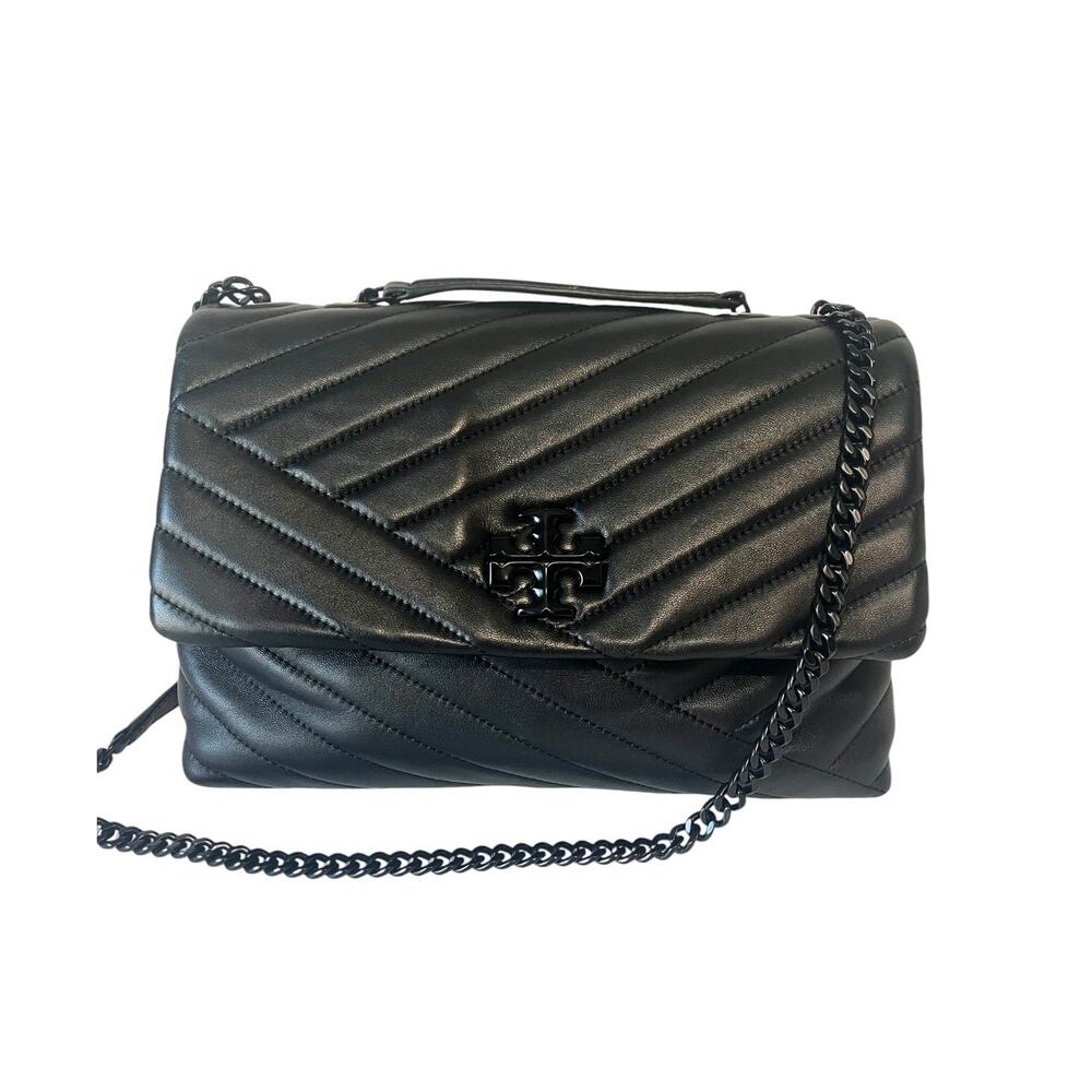Tory Burch Kira Chevron Quilted Leather Convertible Shoulder Bag Powder Coated